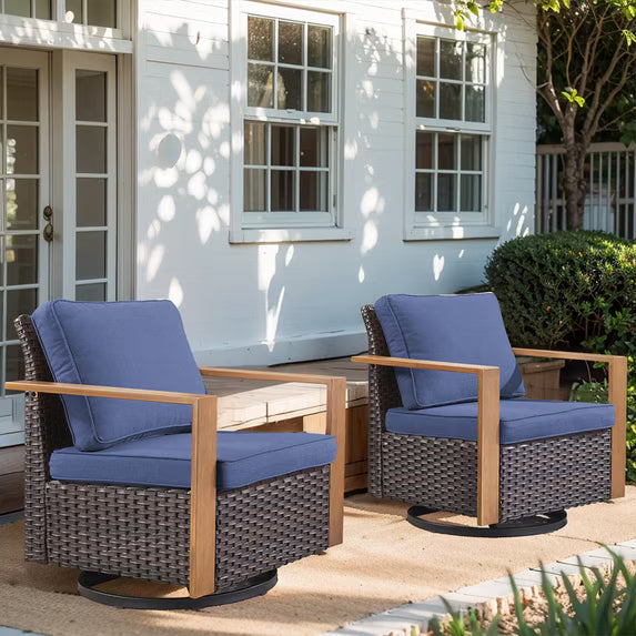 Gymojoy Outdoor Swivel Rocker Patio Chairs Set of 2,Heavy Duty Swivel Rocking Patio Chairs with Metal Armrests, 2 Pieces Patio Furniture Chairs