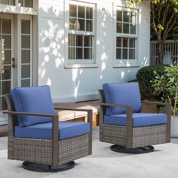 Gymojoy Outdoor Swivel Rocker Patio Chairs Set of 2,Heavy Duty Swivel Rocking Patio Chairs with Metal Armrests, 2 Pieces Patio Furniture Chairs