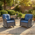 Gymojoy Patio Wicker Rocking Chair Set of 2, Outdoor Rocker Seating with Cushions for Porch Deck Balcony