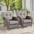 Gymojoy Set of 2 All-Weather Wicker Patio Chairs, Deep Seat Rattan Lounge Armchairs with Thick Cushions