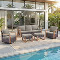 Gymojoy 5-Piece Wicker Patio Furniture Set with Swivel Rocker Chairs, Outdoor Patio Sofa Set with Anti-Rust Wide Metal Armrests for Deck Backyard Sunroom