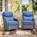Gymojoy High Back Patio Swivel Rocking Patio Chairs, 2 PCS Wicker Outdoor Glider Chair with 6-inch Thick Cushion for Yard