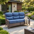 Gymojoy Outdoor Wicker Sofa High Back Patio 3-Seater Rattan Couch with 6'' Thick Cushions, Ideal for Porch, Poolside, Deck, Yard