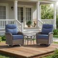 Gymojoy 3 Pieces Patio Furniture Set Wicker Outdoor High Back Swivel Glider Rocker Chairs of 2 with Side Table and 6-inch Cushions